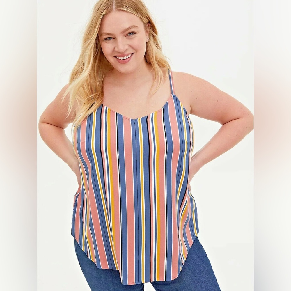 NWT Torrid Ava Multicolored Striped Flowy Tank Top Size 00